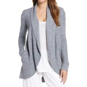 Barefoot Dreams CozyChic Lite Circle Cardigan Sweater in Light Gray Heather